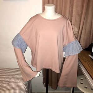long ruffle sleeve top